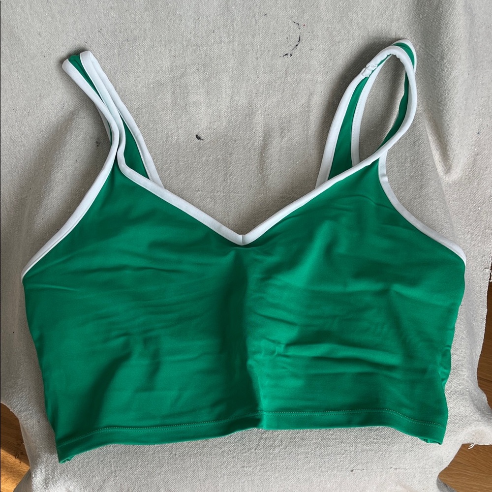 Offline by Aerie Green Sports Bra with White Piping